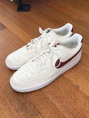 Men’s Nike Court Vision Lows - white and burgundy